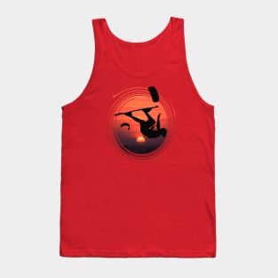 Kitesurfer Somersaulting Black Silhouette And Sunset Tank Top